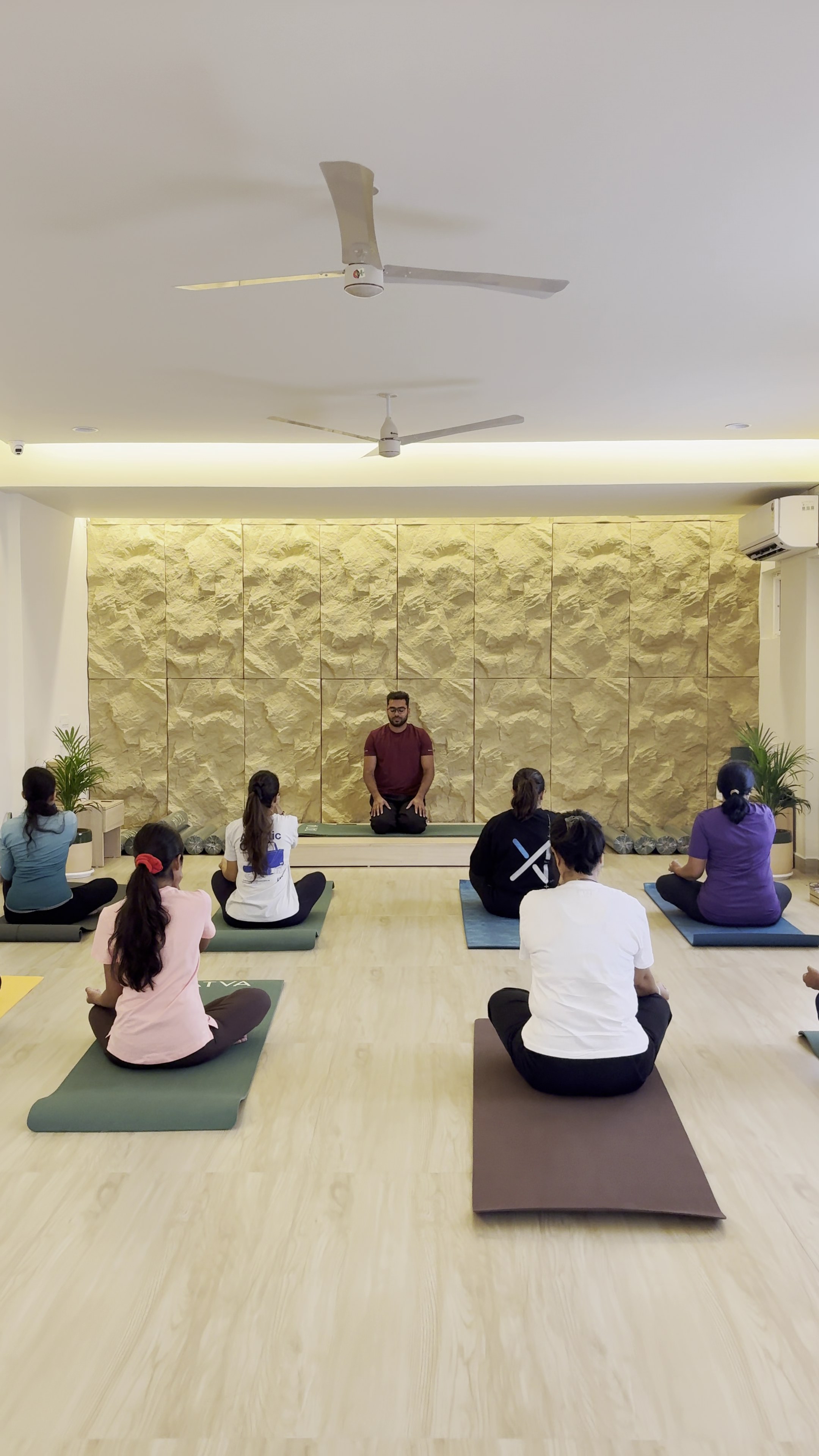 Meditation session led by a Tatva trainer